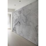 Geometrik Çizgili Gri Mermer Tekstil Duvar Kağıdı, 150 x 100