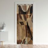 Geometrik Daire Dolap Kapı Örtüsü Perde for Abstract Stip Lines Kapı Perdesi Kapı Perdesi Gizlilik Vintage Çizgiler Oda Bölücü Perde Örtüsü Retro Stil Kahverengi Pencere Uygulamaları 132 x 203 cm