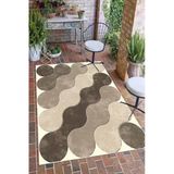 Geometrik Desen Baskılı Kaymaz Yıkanabilir Salon Oturma Odası Mutfak Antre Balkon Halısı Yolluk 80 X 200 Cm Bej