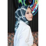 Geometrik Desen Mavi Soft Pamuk Eşarp Çok Renkli17