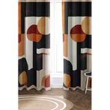Geometrik Desen Parlak Saten Mikro Kumaş Çift Kanat Fon Perde Takımı Prd0057 Renkli 140 X 270