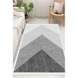 Geometrik Desenli Dijital Baskılı Kaymaz Taban Yıkanabilir Halı 80 X 150 Cm Gri