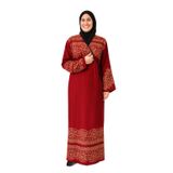 Geometrik Desenli Kruvaze Namaz Elbisesi – Yandan Bağlamalı, Rahat Kalıp 36–46 Beden (Bordo, 1)