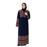 Geometrik Desenli Kruvaze Namaz Elbisesi – Yandan Bağlamalı, Rahat Kalıp 36–46 Beden (Lacivert, 1)