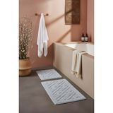 Geometrik Desenli Pamuklu 2’li Banyo & Klozet Paspas Takımı - 291-Gri