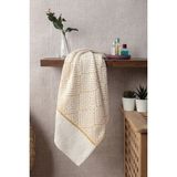 Geometrik Desenli Zemini Renkli Bambu El Havlusu - 50x90 cm - Hardal - 50 x 90 cm