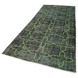 Geometrik Halı Gri Geometrik Pamuk El Yapımı Halı 142x372 Cm