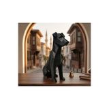 Geometrik Low Poly Köpek Biblo - Dekoratif Modern Masa Üstü Obje (Siyah) 24 CM Siyah 24 x 24