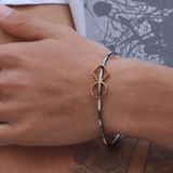 Geometrik Motif Rose Gold Çizgili Otantik Gümüş Kelepçe