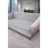 Geometrik Tavşan Tüyü Kaymaz Tabanlı Koltuk Örtüsü 170X215 Cm Gri
