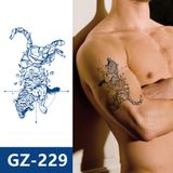 Geometrik ve Kübik Kaplan Tasarımlı Yarı Kalıcı 1 Ay Kalıcı Geçici Dövme Kol ve Omuz Tattoo