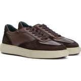 George Hogg Men's Brown Suede-Trimmed Leather Sneakers - Kahverengi