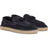 George Hogg Men's Navy Tassel-Detail Leather Espadrilles - Lacivert