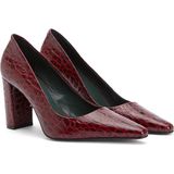 George Hogg Red Croc-Detail Leather Stilettos - Kırmızı
