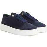 George Hogg Women's Navy Saddle-Stitch Detail Suede Sneakers - Lacivert