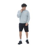 George Phoenix Yarım Fermuarlı Pamuklu Erkek Oversize Sweatshirt (Gri, S)