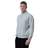 George Phoenix Yarım Fermuarlı Pamuklu Erkek Oversize Sweatshirt (Gri, XXL)
