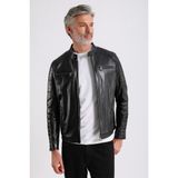 Georges Erkek Siyah Spor Deri Mont - 4XL