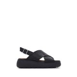 Geox Kadın Siyah Spherica Ec4 Bilekten Bantlı Kalın Tabanlı Deri Sandalet D45D4A00085C9999