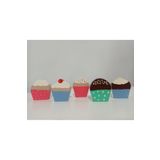 Gepettonine Gepettoine Doğal Ahşap Oyuncak Cupcake - 5 Parça Renkli Set