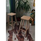 Geppetto Home Ahşap Kare Bar Tabure Sandalye - Çok Renkli