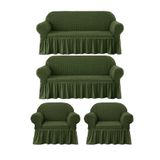 Gerbera Home Collection Gerbera Bürümcük Koltuk Örtüsü Takımı 3+3+1+1 Koyu Yeşil