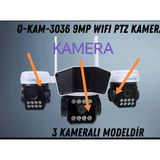 Gerçek 3 Kameralı O-Kam 9Mp Solar Ptz Sim Kart Destekli Gece Görüşlü Güneş Enerjili Güvenlik Kamerası