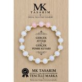 Gerçek Aytaşı Gerçek Pembe Kuvars Bileklik Mk.7000.834- Rahatlık-Dinginlik-Enerji- Stres Bilekliği