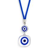 Gerçek Cam Nazar Boncuğu Araba Dikiz Aynası Süsü – Çift Cam Mavi Boncuklu, El Yapımı Premium Araç Aksesuarı, Şans & Koruma Sembolü, Evil Eye Car Rearview Mirror Charm