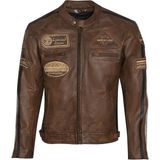 Gerçek Dana Derisi Korumalı Motosiklet Montu Hunk Oslo Ce Man Jacket - Kahverengi
