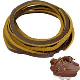 Gerçek Deri Bağcık 150 cm-1 Adet, Nubuk Timberland Dexter vb. Ayakkabılara Uyumlu Loafer ve Makosen Ayakkabılar için Uygun 3x2 mm Kalınlıkta Hakiki Deri Ayakkabı Bağcığı (KoyuKahve-Sarı)
