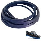 Gerçek Deri Bağcık 150 cm-1 Adet, Nubuk Timberland Dexter vb. Ayakkabılara Uyumlu Loafer ve Makosen Ayakkabılar için Uygun 3x2 mm Kalınlıkta Hakiki Deri Ayakkabı Bağcığı (Lacivert)
