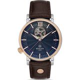 Gerçek Deri Kordon Erkek Kol Saati -SD140T-11KR - Rose Gold - Gümüş