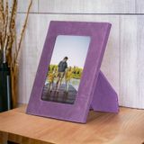Gerçek Deri Masaüstü Fotoğraf Çerçevesi, 22x17cm (15x10 foto) Antik Mor