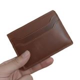 Gerçek Deri Unisex Kartlık - Kişiselleştirilebilir, 2 Kartlık Cepli, Kağıt Para Bölmeli, Şık ve Minimal Tasarım (Kahverengi)