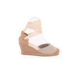 Gerçek Elişi Bej Ipli Dolgu Topuk Keten Espadril Handmade