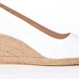 Gerçek Elişi Beyaz Keten Espadril Dolgu Topuk Handmade