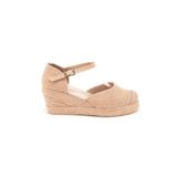 Gerçek Elişi Burnu Hasır Platformlu Dolgu Topuk Keten Hasır Espadril Handmade