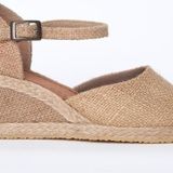 Gerçek Elişi Hasırlı Keten Espadril Dolgu Topuk Handmade