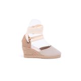 Gerçek Elişi Ipli Bej Hasır Dolgu Topuk Keten Hasır Espadril Handmade