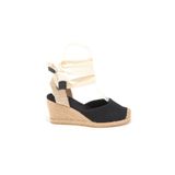 Gerçek Elişi Ipli Espadril Dolgu Topuk Keten Espadril Handmade Siyah 36