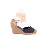 Gerçek Elişi Kot Mavisi Ipli Dolgu Topuk Keten Espadril Handmade