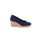 Gerçek Elişi Lacivert Keten Espadril Dolgu Topuk Handmade