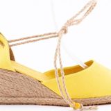 Gerçek Elişi Sarı Hasır El Işi Kadın Keten Günlük Sandalet Handmade