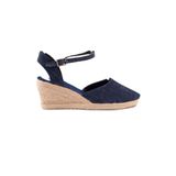 Gerçek Elişi Topuğu Açık Bilekten Bantlı Dolgu Topuk Bej Keten Hasır Espadril Handmade ES1006