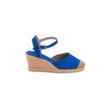 Gerçek Elişi Topuğu Açık Bilekten Bantlı Dolgu Topuk Keten Hasır Espadril Handmade