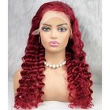 Gerçek Front Lace Tül Peruk Yoğun Dalgalı Kızıl 70 75cm