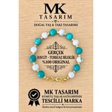 Gerçek Havlit Taşı-Turkuaz Taşı Bileklik Mk.7000.872- Rahatlık-Dinginlik-Enerji- Stres Bilekliği- Renkleri Boya Değildir -Kendi Rengidir