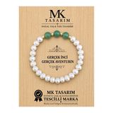Gerçek İnci Gerçek Aventurin Bileklik Mk.7000.838- Rahatlık-Dinginlik-Enerji- Stres Bilekliği