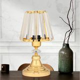 Gerçek Kristal Cam Başlık Gold Metal Gövdeli Yatak Odası Abajur Salon Lambası Vitrin